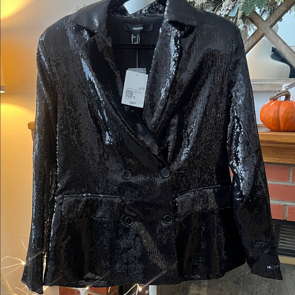 Forever 21 Shimmering Black Sequin Blazer